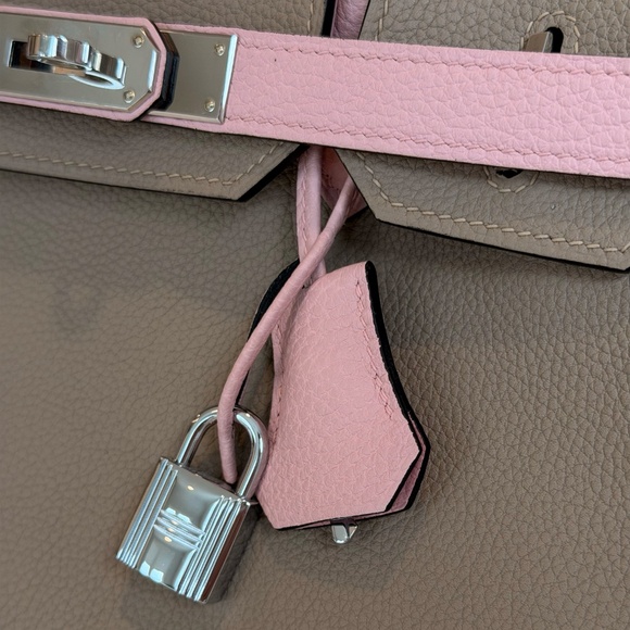 HERMES BIRKIN Beige Pink Leather Handbag Silver Hardware - Picture 7 of 16
